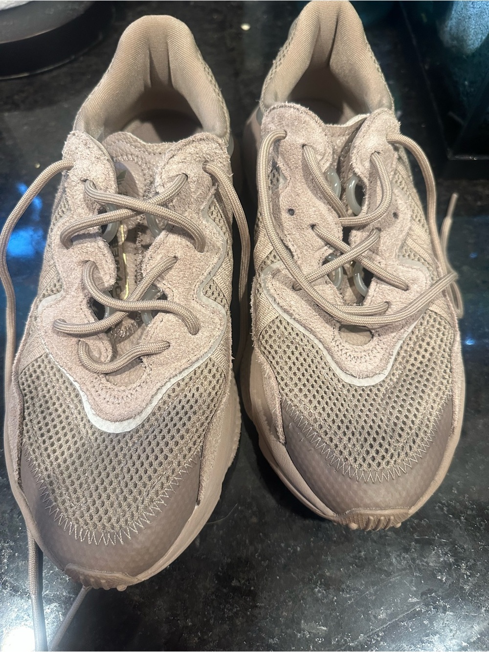 Women's Adidas OZWEEGO Taupe/Beige Mesh & Suede Sneakers